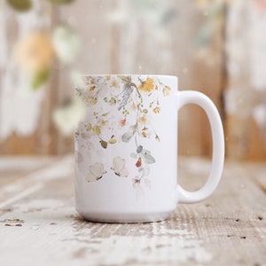 Floral coffee mug: a flower mug with a touch of romantic watercolor