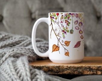Colour Cascade Mug, Autumn Mug, Fall Season Foliage mug 11 oz or 15 oz large mug