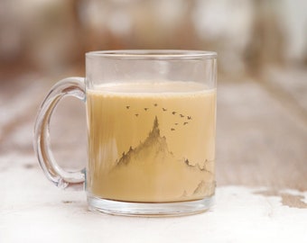 Mountain Glass Mug, Clear Coffee Cup