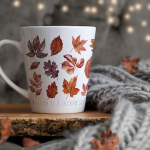 Autumn Foliage Fall Mug, Seasonal Latte Mug &quot;Autumn Colors&quot; with or without quote