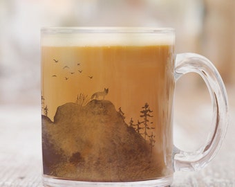 Fox Mountain Glass Mug, Clear Coffee Cup