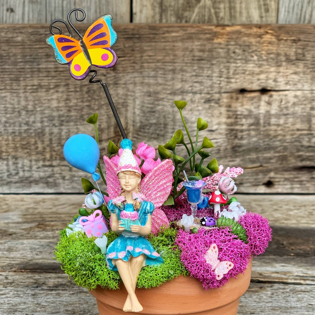 Handmade Birthday Fairy Garden Kit: Miniature Party Favor - Etsy