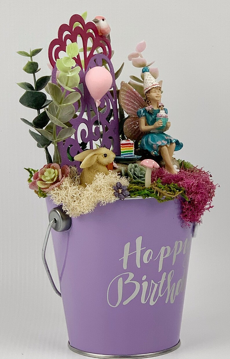 Fairy Garden Girl Birthday Purple Fairy GardenFairy Garden Kit CompleteDollhouse MiniaturesMiniature Fairy Garden SuppliesPink Balloon