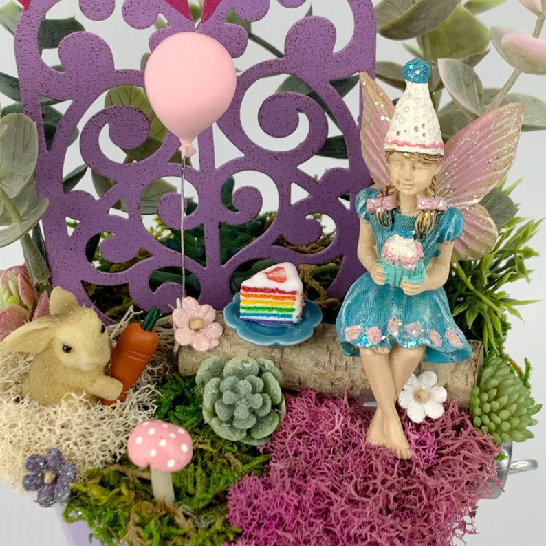 Fairy Garden Girl Birthday Purple Fairy GardenFairy Garden Kit CompleteDollhouse MiniaturesMiniature Fairy Garden SuppliesPink Balloon