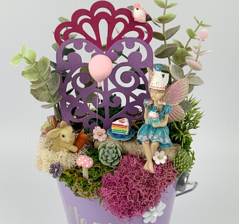 Fairy Garden Girl Birthday Purple Fairy GardenFairy Garden Kit CompleteDollhouse MiniaturesMiniature Fairy Garden SuppliesPink Balloon