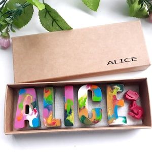 Kids NAME Crayons in a Gift Box Birthday Kids Crayon Gift Set NAME Crayons for Kids Flower Girl Gift Personalized Name Crayons image 1