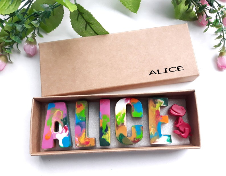 Kids NAME Crayons in a Gift Box Birthday Kids Crayon Gift Set NAME Crayons for Kids Flower Girl Gift Personalized Name Crayons image 1