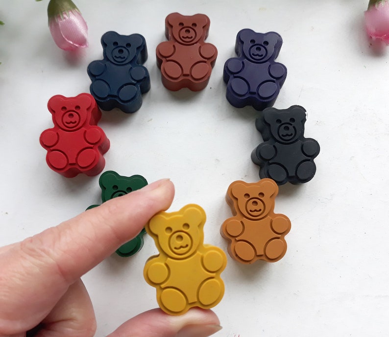 Animal Crayons Bear Set of 8 Teddy Bear Shaped Crayon Gummy Etsy