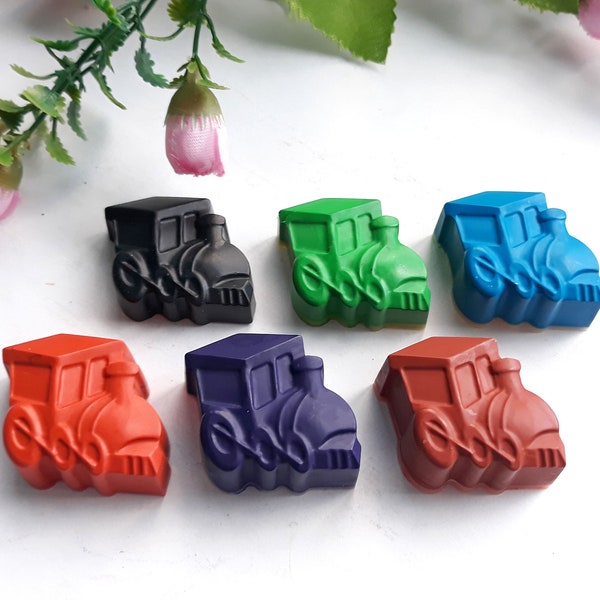 Train Crayons set of 6 Train birthday party Kids train favors Transport crayon set Train Party Favors Kids Activities Recycled crayons