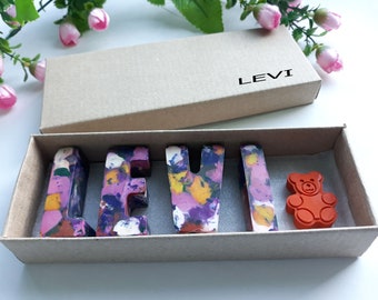 Custom Name Crayons Set, Recycled Alphabet Crayon Gift