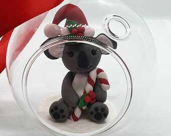 Frosted Blue Australiana Koala Christmas Bauble