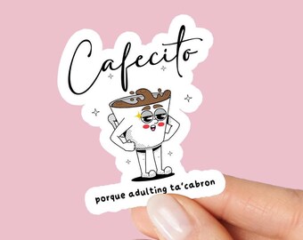 Cafecito Sticker: Funny Latina Spanish Glossy Vinyl Kiss-Cut Sticker