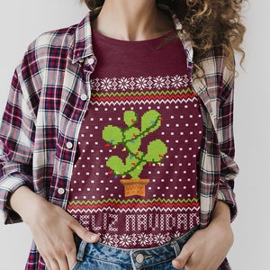 Feliz Navidad Shirt, Mexican Cactus shirt, Navidad Latina shirt, Mexican shirt, Latina shirt, Spanish shirt, Regalos de Navidad