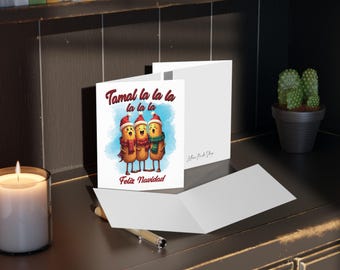 Tarjeta Tamal la la la, Tarjeta Feliz Navidad, Regalos de Navidad, Tarjeta española, Regalos en español, Tarjeta Tamales, Tarjeta Española Divertida