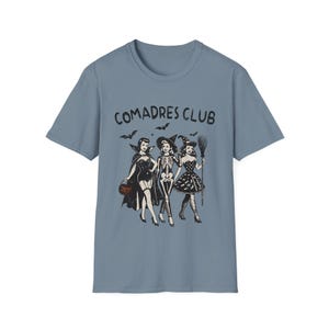 Comadres club, Latina Halloween shirt, Dia de Muertos shirt, Spanish shirt, Spanish gift, Regalos en español, Latina shirt, Latina gift Stone Blue