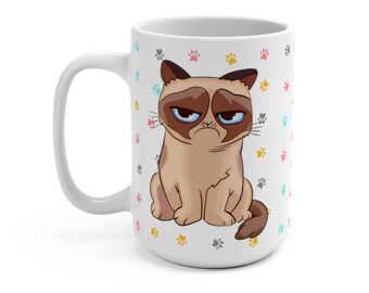 Los Odio A Todos Mug, Funny Grumpy Cat Spanish Coffee Mug, 15oz