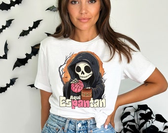 Aqui espantan! shirt, Spanish Halloween, Spooky Latina, Dia de muertos , Spanish shirt, Regalos es Español, Funny Spanish, Day of the death