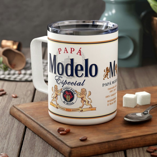 Papa Modelo Insulated Coffee Mug, Regalos para Papa, Regalos en Español, Spanish gift, Taza Personalizada, Taza con Tapa