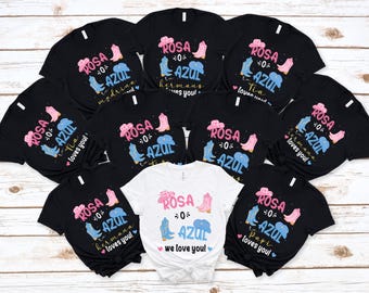 Custom Gender Reveal T-Shirt: Family Matching Rosa o Azul Tee