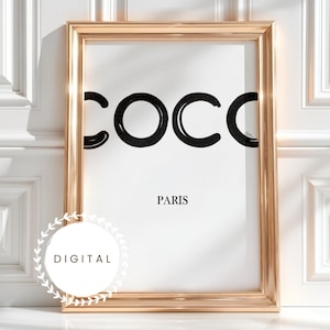 Art mural coco dessiné à la main, impression de mode monochrome moderne, téléchargement numérique instantané au format JPEG