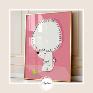 Hand-Drawn Sassy Dog Wall Art Digital Print Pink Poodle Wall Decor Instant Download in JPEG Format | Gift for the Animal Lover
