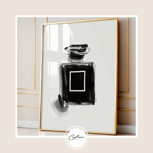 Arte de parede com perfume desenhado à mão, impressão digital, decoração de parede francesa elegante, download instantâneo em formato JPEG | Presente para a fashionista