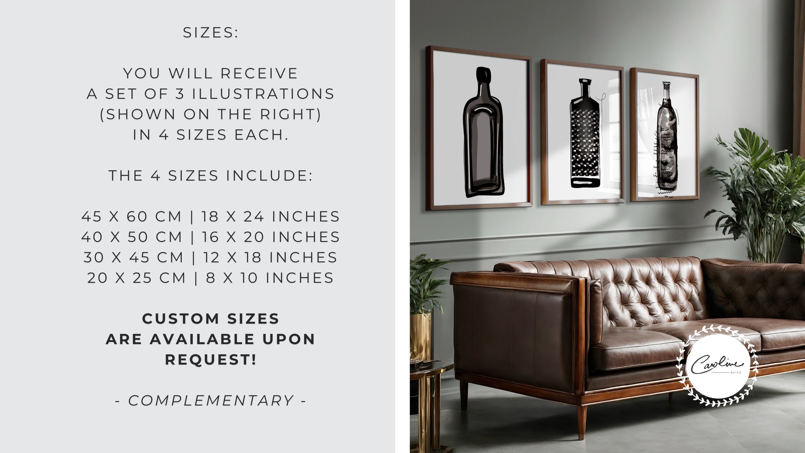 Masculine Wall Art Digital Print Instant Download Set of 3 Bundle