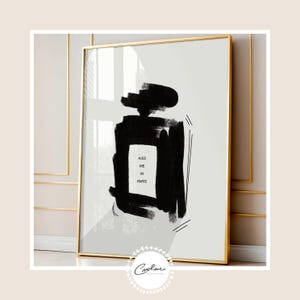 Hand-Drawn Perfume Bottle “Kiss Me in Paris” Wall Art Digital Print Wall Decor Instant Download in JPEG Format | Gift for the Parisian
