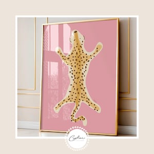 Hand-Drawn Leopard Wall Art Digital Print Pink Cheetah Wall Decor Instant Download in JPEG Format | Gift for the Animal Lover