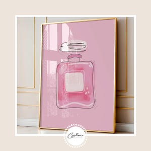 Hand-Drawn Pink Perfume Wall Art Digital Print Fashion Illustration Wall Decor Instant Download in JPEG Format | Gift for the Fashionista