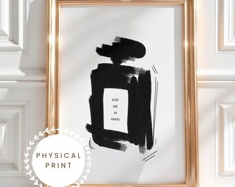 Kiss Me in Paris Perfume | Hand-Drawn Wall Art Printed on Matte Satin Paper