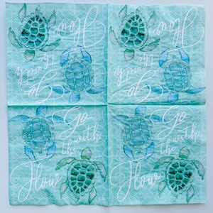 3 servilletas de cóctel con diseño de tortuga marina para decoupage