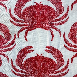 3 servilletas de cangrejo rojo para decoupage