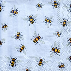 3 servilletas de cóctel con diseño de abejas para decoupage