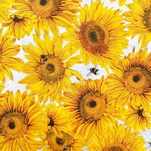 3 Sunflower Cocktail Napkins for Decoupage