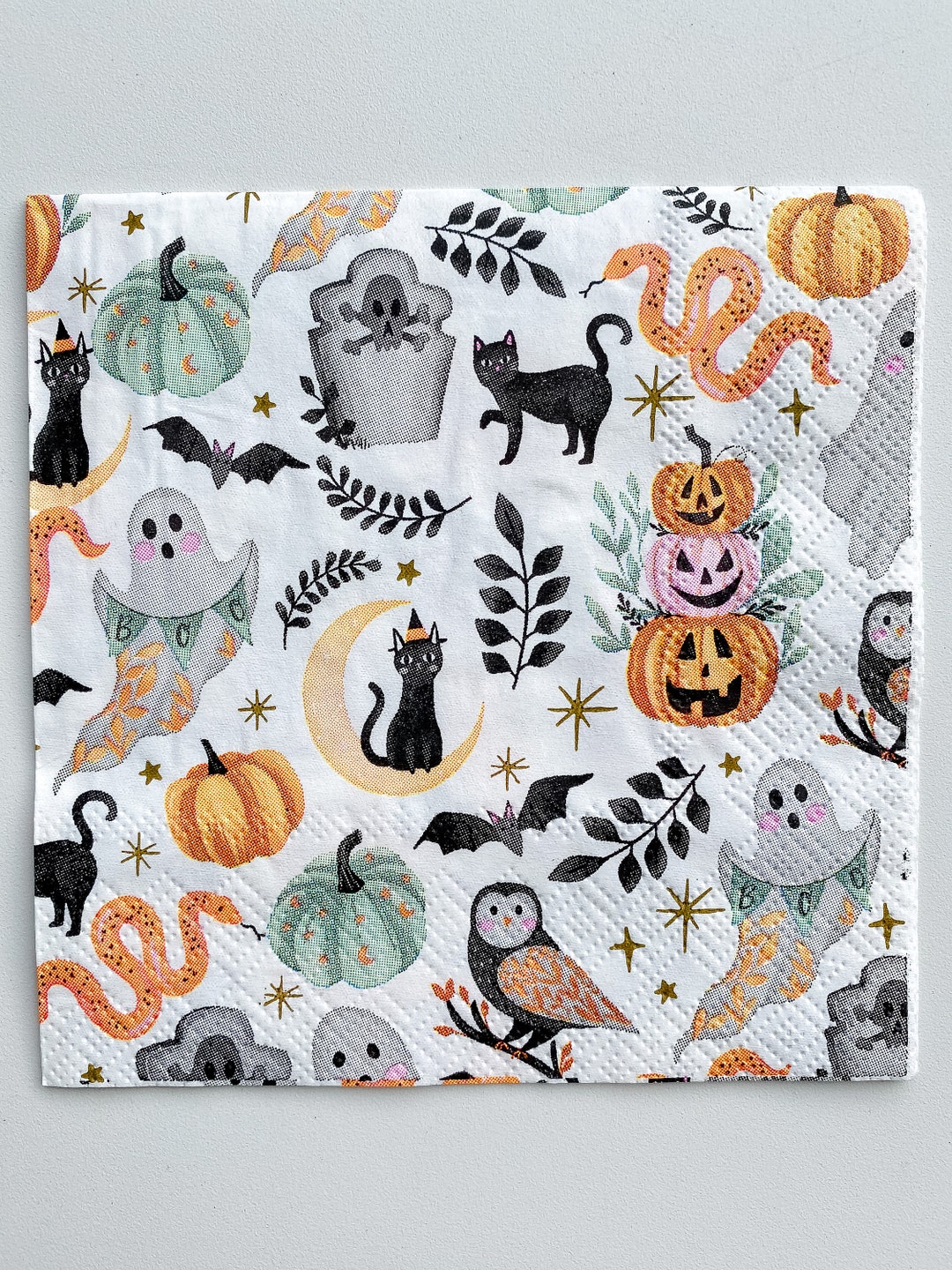 5 Halloween Cocktail Napkins for Decoupage Etsy