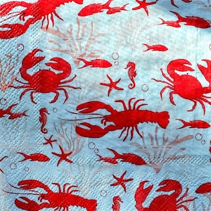 3 servilletas de cóctel Red Lobster para decoupage
