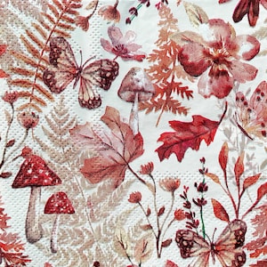 3 Fall Foliage Napkins for Decoupage