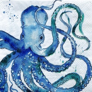 3 Oktopus Cocktail Servietten für Decoupage
