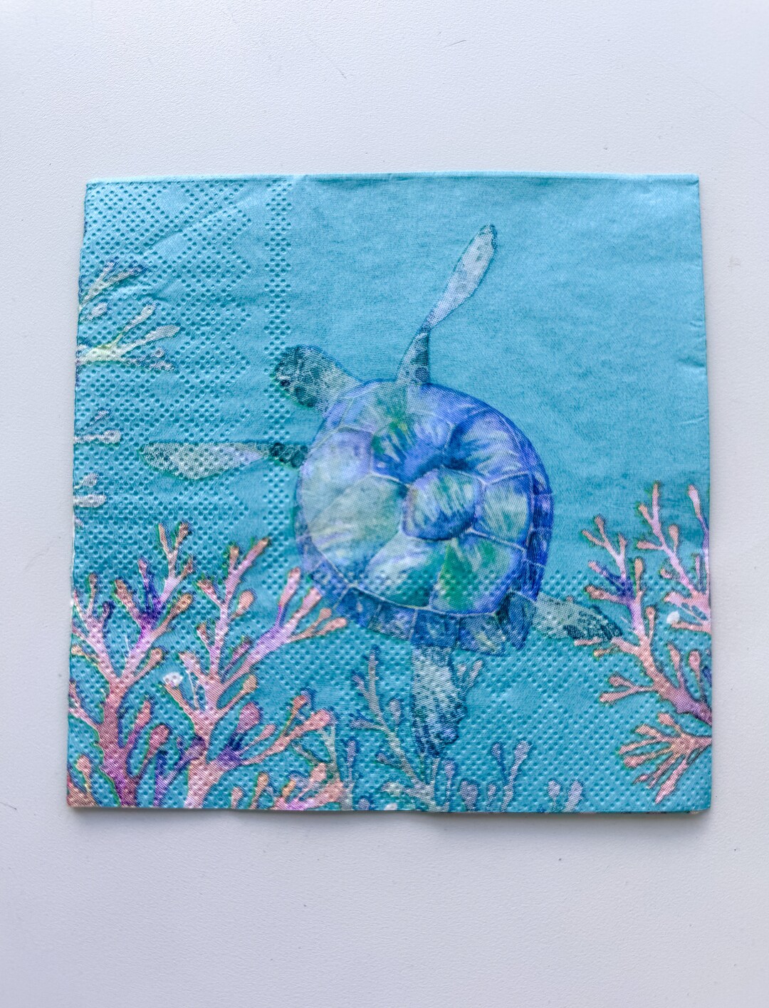 Turtle Napkin Tutorial 3 Watercolor Sea Turtle Cocktail Napkins for Decoupage - Etsy