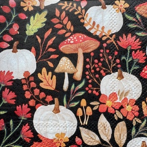 3 servilletas de cóctel con motivos de calabaza oscura para decoupage