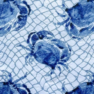 3 servilletas de cangrejo blanco y azul para decoupage