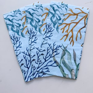 3 servilletas con forma de abanico de mar para decoupage
