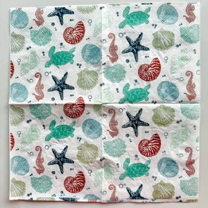 3 tovaglioli da cocktail Under The Sea Turtle per decoupage