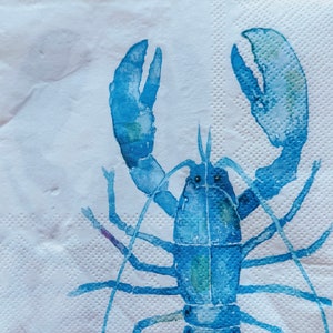 3 servilletas de cóctel de langosta azul para decoupage