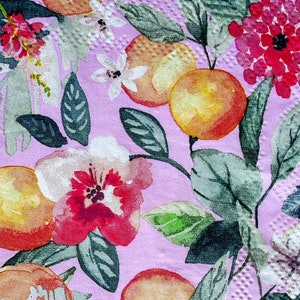 3 servilletas de cóctel con motivos cítricos para decoupage