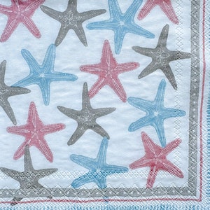 3 Wish upon a Starfish Cocktail-Servietten für Decoupage
