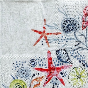 Tovaglioli da cocktail a 3 angoli con stelle marine per decoupage