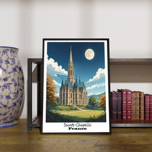 Vertical Poster, Sainte-Chapelle Stained Glass Interior Wall Art Print, Home Decor, French Cathedral Gift, Religious Artwork, Gothic Poster