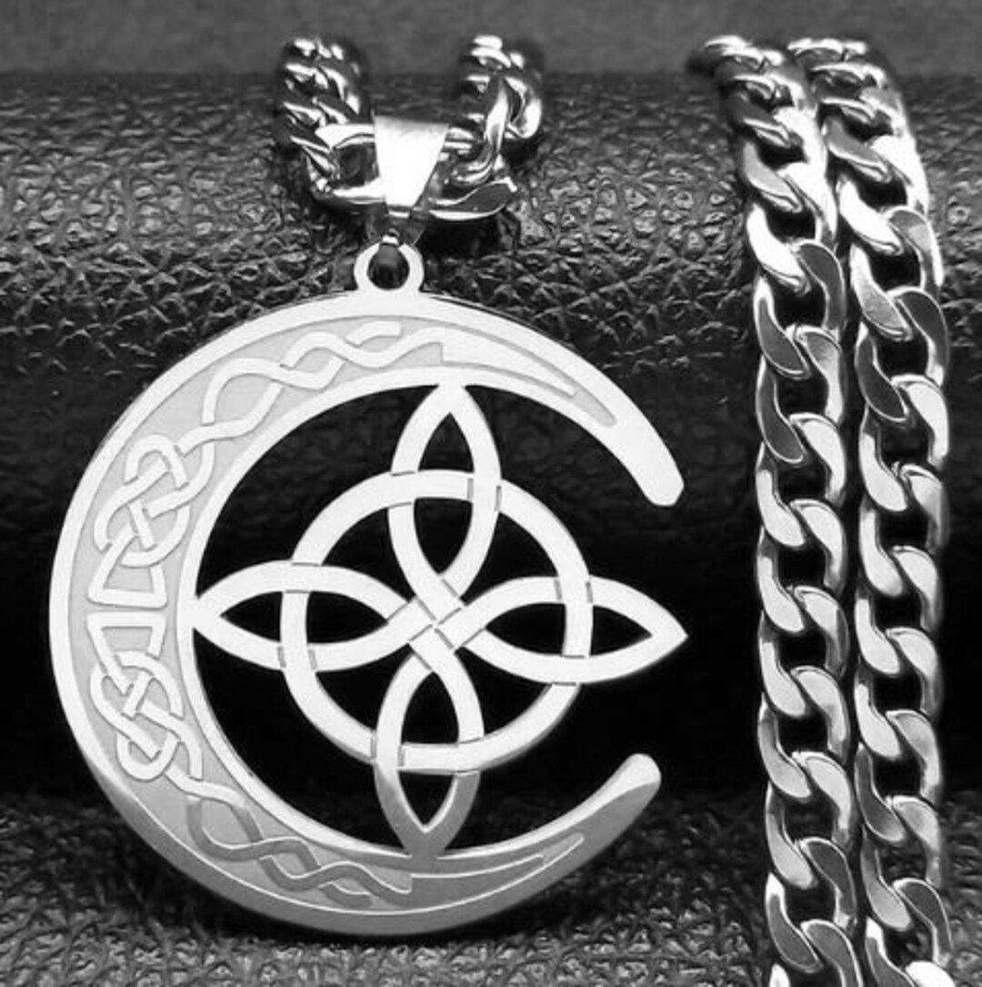 Witch's Knot Layered Necklace – Stainless Steel Celtic Pagan Symbol Pendant For Women & Men – Double Layer Lucky Jewelry - View #10